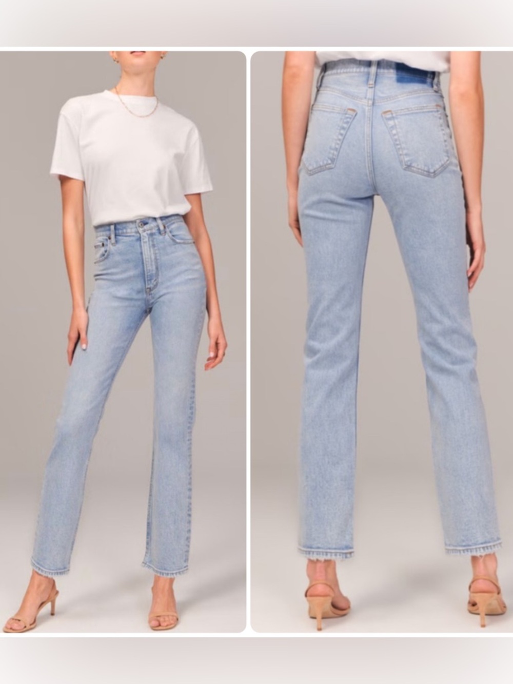Abercrombie & Fitch Ankle Straight Ultra High Rise Light Wash Jeans $99